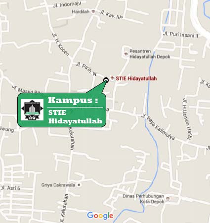 Lokasi Kampus (Google Map) STIE Hidayatullah Depok Kuliah Sore Malam Nomor